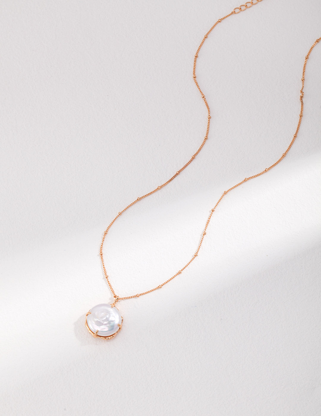 Lace Encased Pearl Pendant Necklace