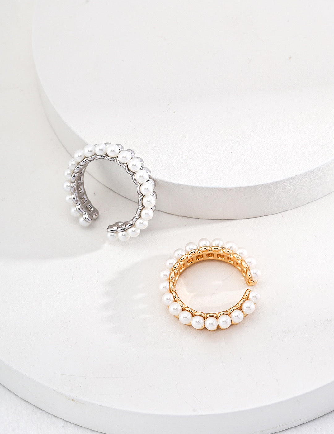 Half Pearl Half Silver Ring