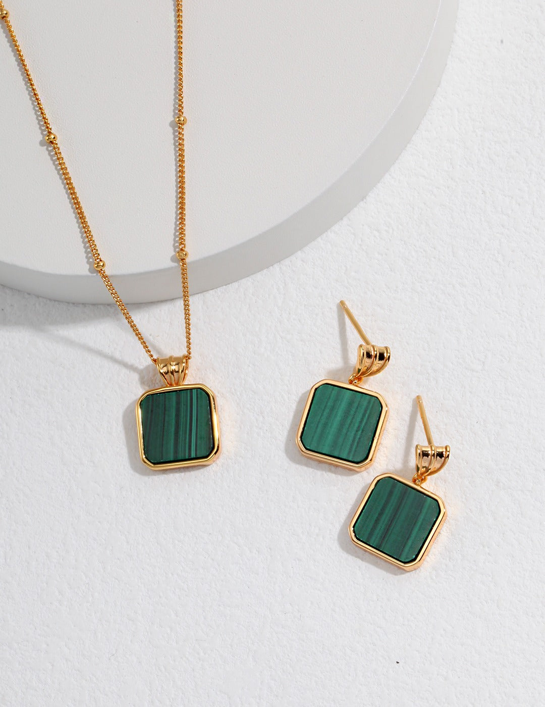 Malachite Square Earrings