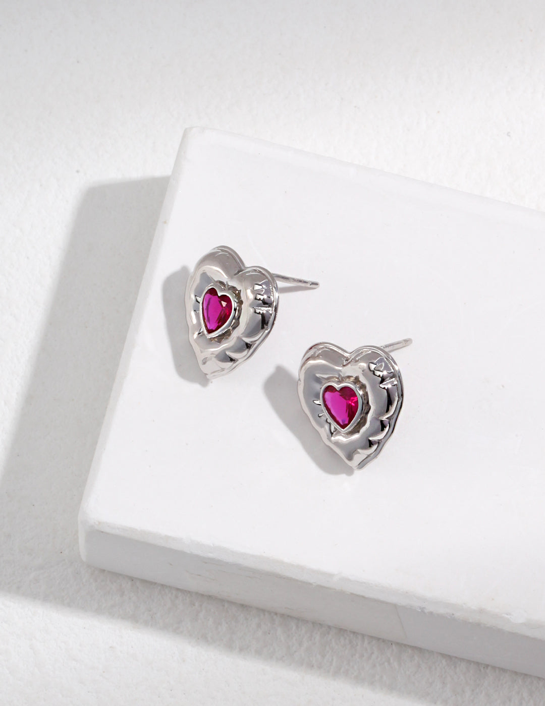 Crimson Heart Pendant Earrings